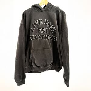 LFDY Live Fast Clothing Heavy Washed Black Oversized Graphic Hoodie